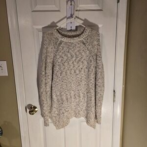 Mossimo Supply Textured Crew Neck Sweater Cream Multi-Color Flecked Knit Large